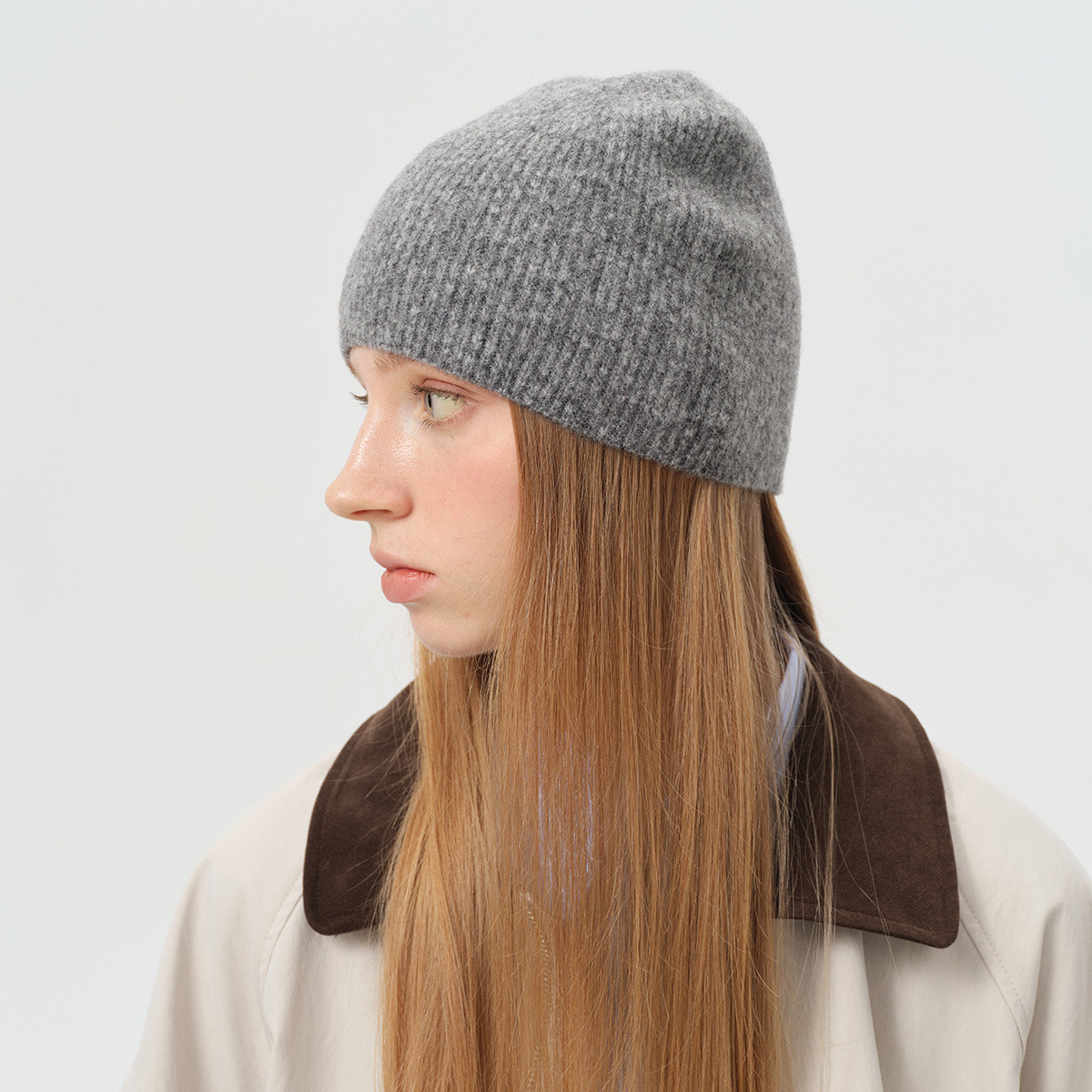 春山纺织羊驼毛纯色针织氛围帽