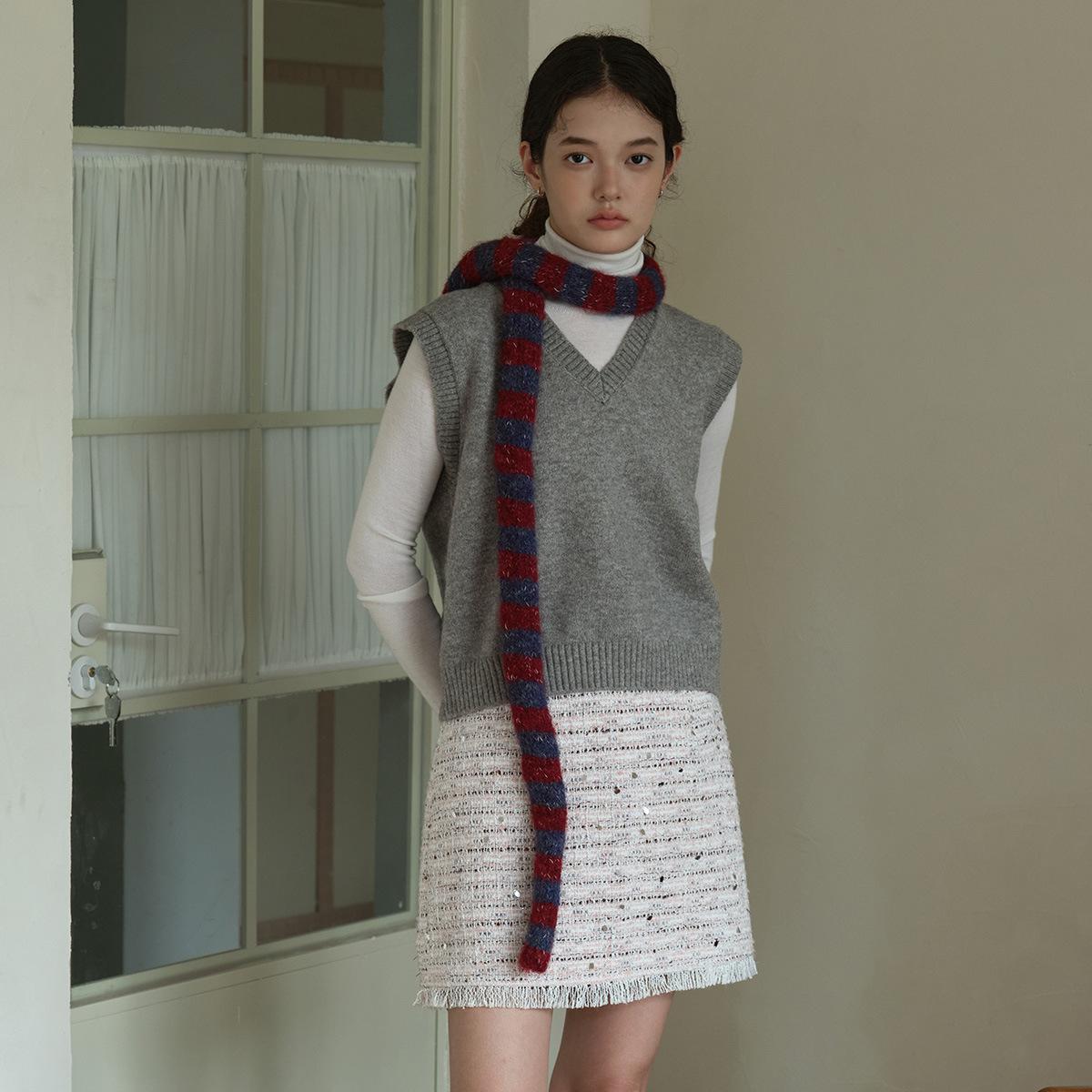 条纹围巾小众彩丝凹造型