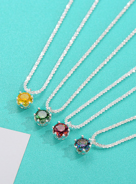 纯银S925简约莫桑石吊坠轻奢波光粼粼项链情人节礼物送女友锁骨链