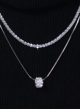 双层波光粼粼叠戴小蛮腰项链韩版时尚气质网红满天星设计感锁骨链