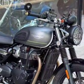 凯旋400X手把镜改装 配件三叉戟660后视镜反光镜凸面镜纯铜端子镜