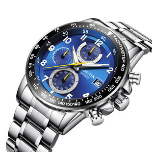 瑞士正品新款奥古斯登运动男士表钢带酷炫休闲夜光日历防水商务表