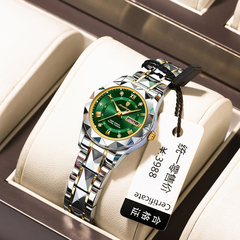小表盘女士表时尚防水双日历夜光