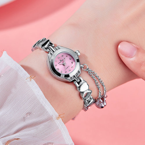 小表盘桃心吊坠唯美心意学生女表