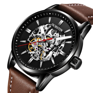 瑞士奥古斯登男士全自动机械手表超薄商务正品镂空夜光防水气质表