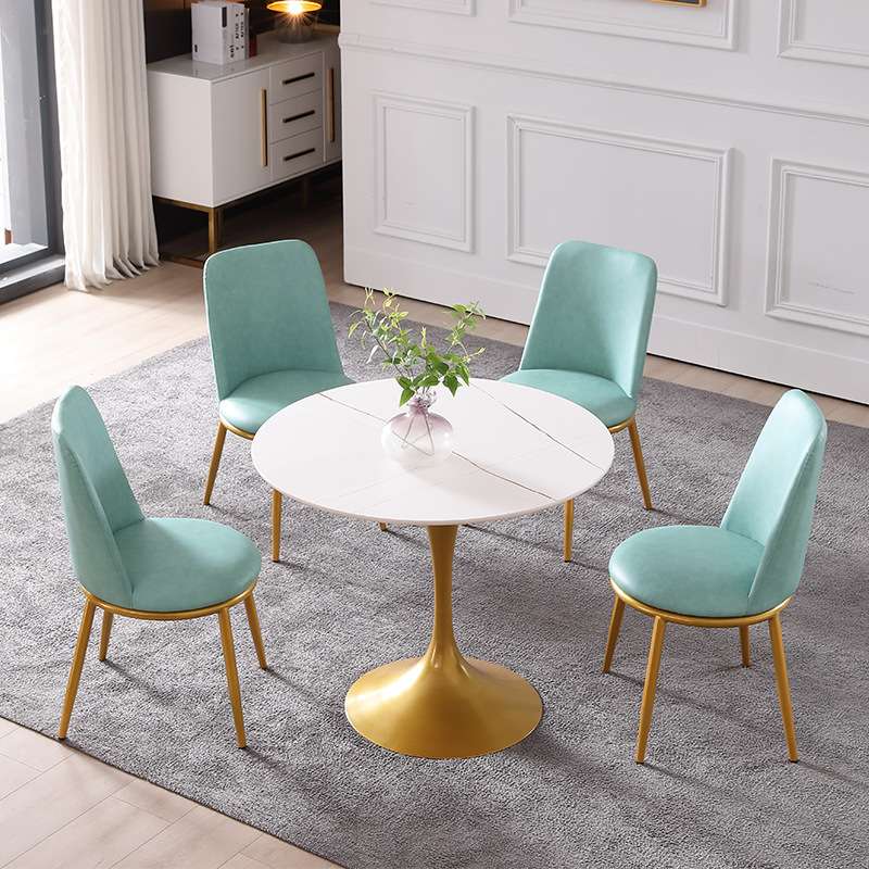 意式轻奢洽谈桌椅组合简约休闲售楼处接待会客桌北欧岩板小圆餐桌