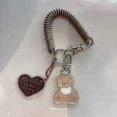 可爱围兜小熊钥匙扣｜原创版 权挂件车钥匙包包挂饰闺蜜礼物ins