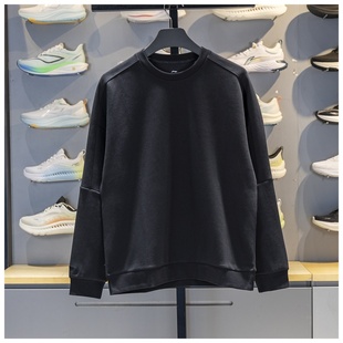 李宁男子卫衣2025秋季 团购系列舒适宽松套头无帽上衣AWDV299 新款