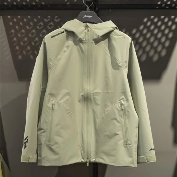 李宁男风衣2025春新款户外运动防泼水连帽单层冲锋衣外套AEMV005