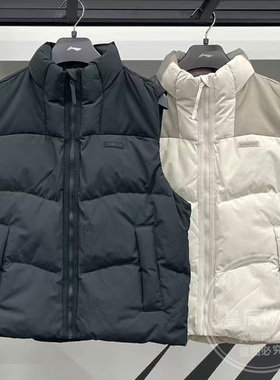 李宁男子马甲2025冬季新款BADFIVE防泼水宽松鸭绒羽绒马甲AMRV029