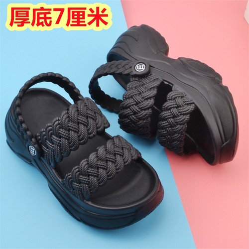 轻便松糕底增高网红沙滩鞋百搭