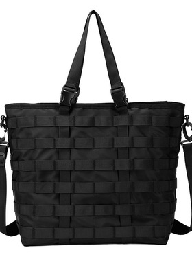 日系潮牌14英寸ipad单肩包男女款斜挎包尼龙布大容量手提包托特包