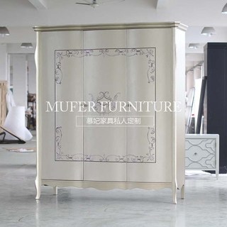 慕妃高端定制家具美式新古典欧式榉木手绘储物柜衣柜GC694