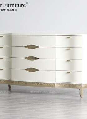 慕妃高端定制家具小美式卧室梳妆台实木储物柜轻奢12斗柜MF682