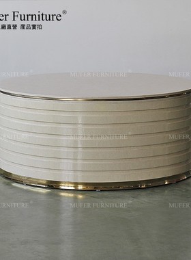 慕妃高端定制家具美式后现代轻奢不锈钢大理石咖啡桌茶几GC1025