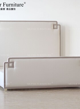 慕妃高端定制家具美式新古典1.51.8卧室布艺软包实木双人床HC01