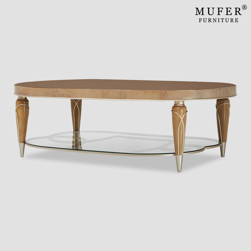 慕妃古典轻奢实木金属茶几