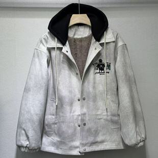2026秋冬新款韩版时尚休闲宽松连帽格子可脱卸棒球服情侣学生外套