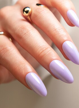 外贸简约纯色浅紫色假指甲穿戴甲可拆卸美甲片杏仁甲24片成品批发