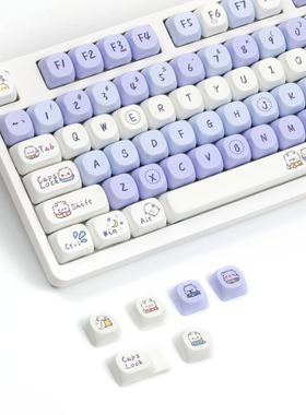 蓝色小猫咪个性键盘键帽MOA高度pbt热升华机械键盘配列可爱女礼物