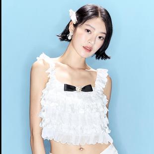 女南油高货2025早秋新款 甜美减龄刺绣层叠辣妹套装 吊带上衣半身裙