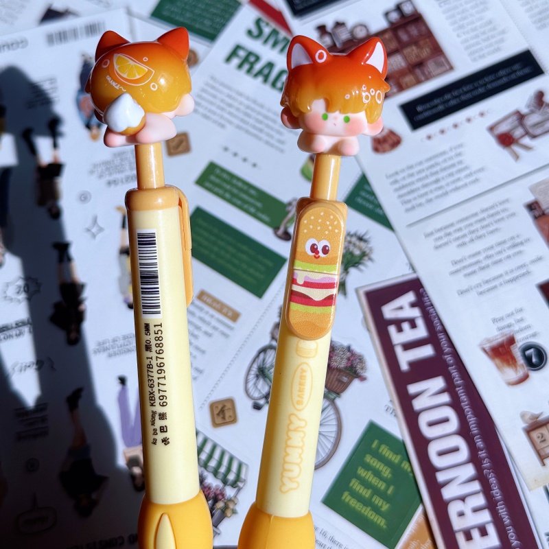 正版泡泡萌粒笔胖胖卡通按动中性笔0.5mm黑色学生文具教师节礼物