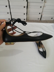 黑色尖头手工真皮女鞋铆钉流苏平跟绑带凉鞋休闲外贸大码清仓