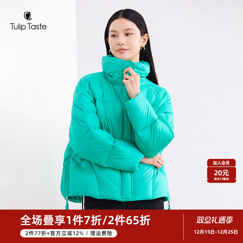 郁香菲简约立领短款羽绒服女