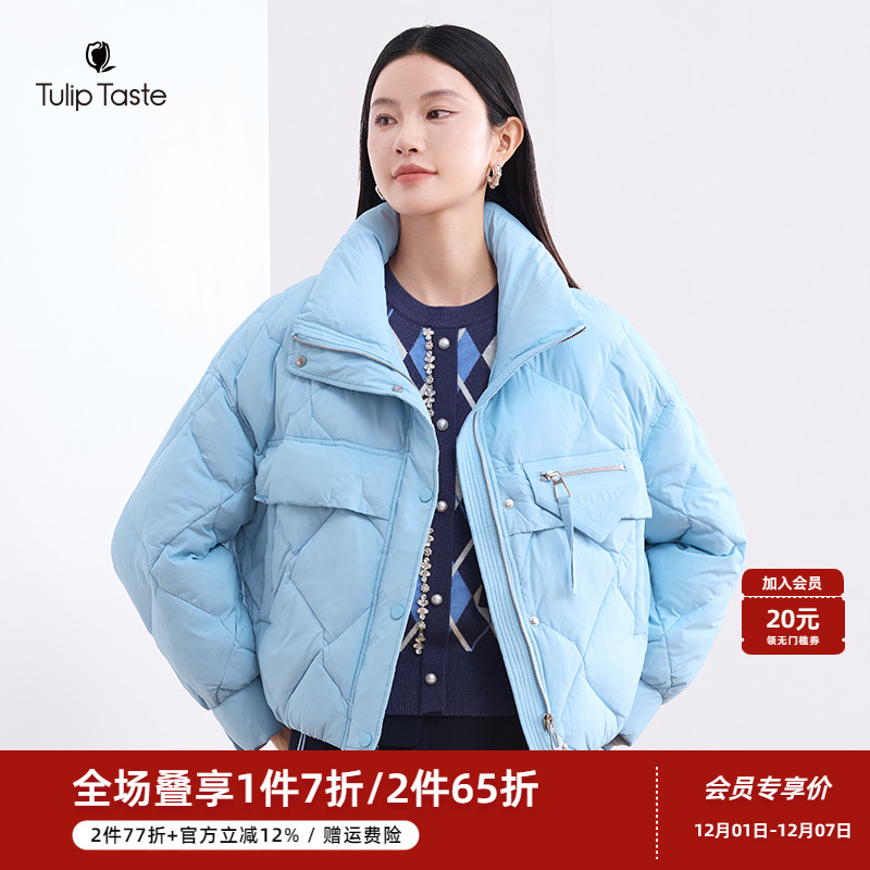 郁香菲优雅立领短款羽绒服女