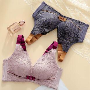 内衣女小胸聚拢2023新款爆款前扣收副乳防下垂无钢圈美背性感文胸