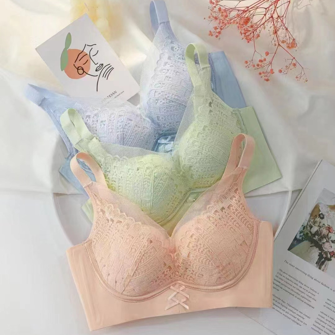 2025新款洞洞杯防下垂文胸双肩带简约收副乳胸罩女内衣聚拢上托女
