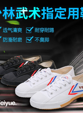 飞跃田径鞋武术鞋专用鞋训练鞋儿童男太极文小白黑练武演出舞台鞋
