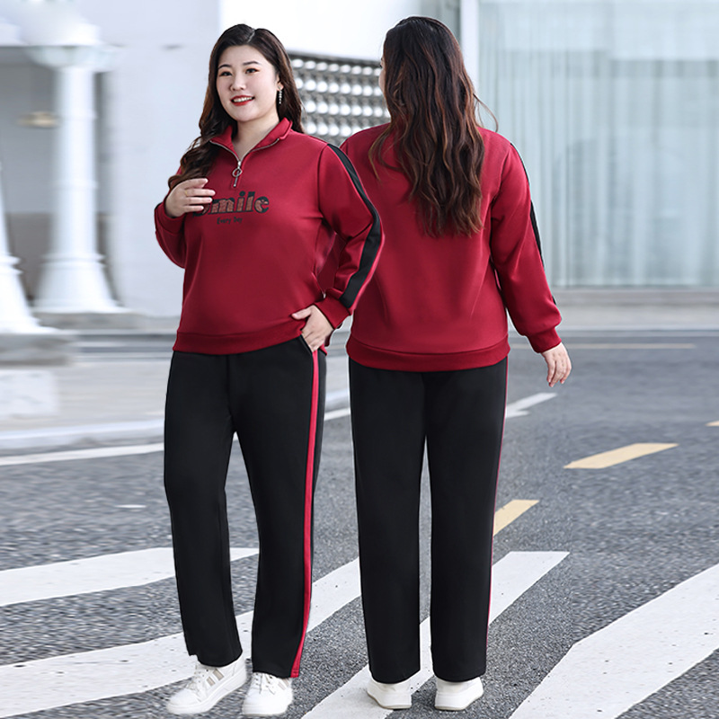 胖妈妈春季新款安可拉红色大码