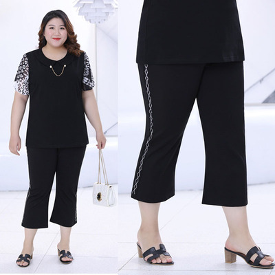 胖妈妈大码女装七分裤2022夏季