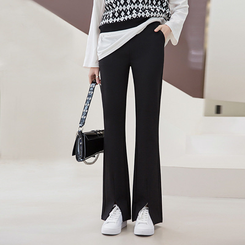 高腰四面弹力直筒开叉女春夏加大码女装胖mm宽松显瘦阔腿喇叭裤子,女装/女士精品,大码裤装,淘宝优惠券,粉丝福利购,淘宝优惠卷