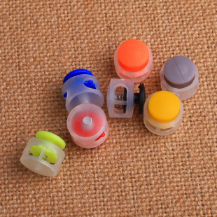 彩色猪鼻扣调节扣弹力地雷扣两孔调节2孔塑料收抽绳松紧绳鞋 带扣