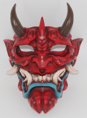 赤般若面具cos日系能剧能面具小面鬼脸獠牙树脂赤武般若天狗 挂件