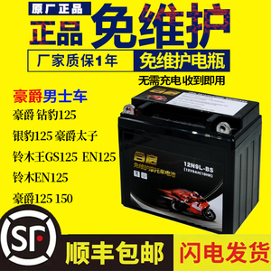 适用于豪爵125摩托车电瓶12v 通用干电池钻豹摩托车125-7银豹电瓶