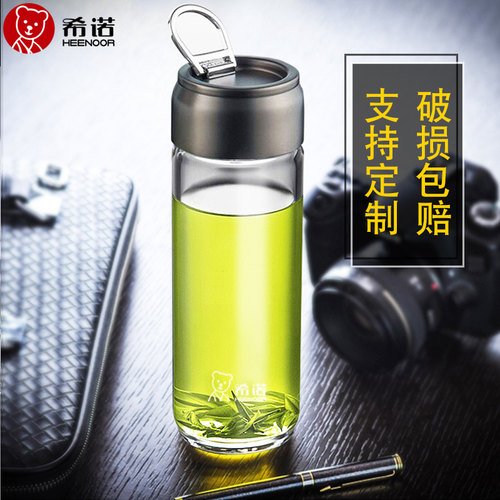 希诺玻璃杯单层加厚透明杯子家用水杯男女士带提手便携茶杯定制 - 封面