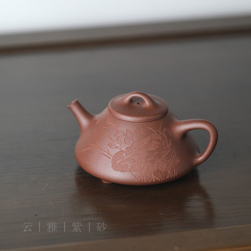 云雅 宜兴紫砂壶纯手工单壶原矿四号井底槽青石瓢150ml顾杏娟茶壶