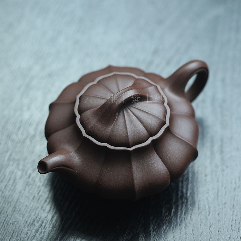 云雅 中式复古宜兴紫砂壶半手工紫泥合菱壶200ml泡茶壶茶具顾杏娟