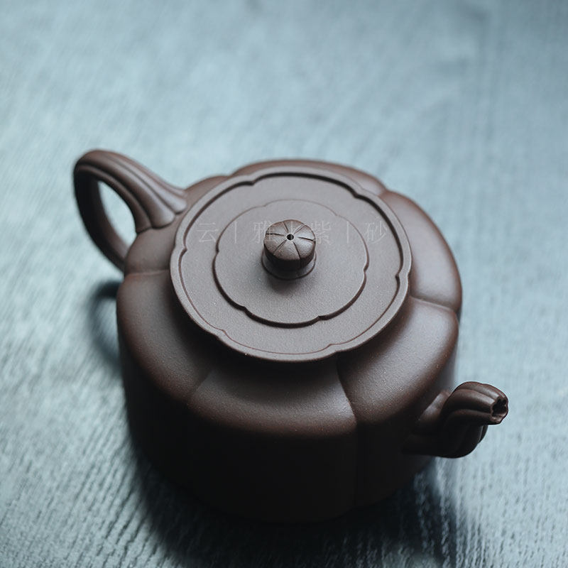 云雅 中式复古宜兴紫砂壶半手工紫泥周盘壶300ml泡茶壶茶具顾杏娟