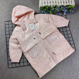 小坏坏童装新款原创设计连帽超宽松抽绳收腰长款插肩袖羽绒服女童