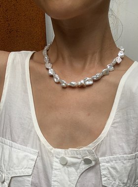 女天然淡水珍珠项链不规则巴洛克