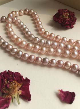 高品天然淡水紫色珍珠项链