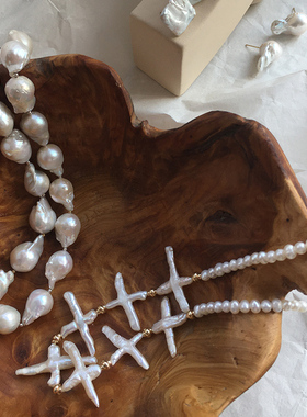 原创设计巴洛克异形珍珠项链 个性 中性锁骨链颈链choker情侣款