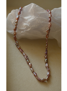 紫色天然淡水珍珠项链锁骨链