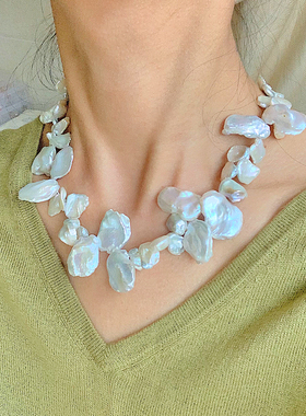 不规则花瓣珍珠天然淡水项链颈链