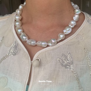 5A+进阶版 大巴小巴银蓝极光 天然淡水巴洛克珍珠项链 鱼尾异形