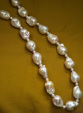 5A银蓝炫彩白 天然淡水珍珠项链巴洛克异形锁骨链颈链 小众 极光